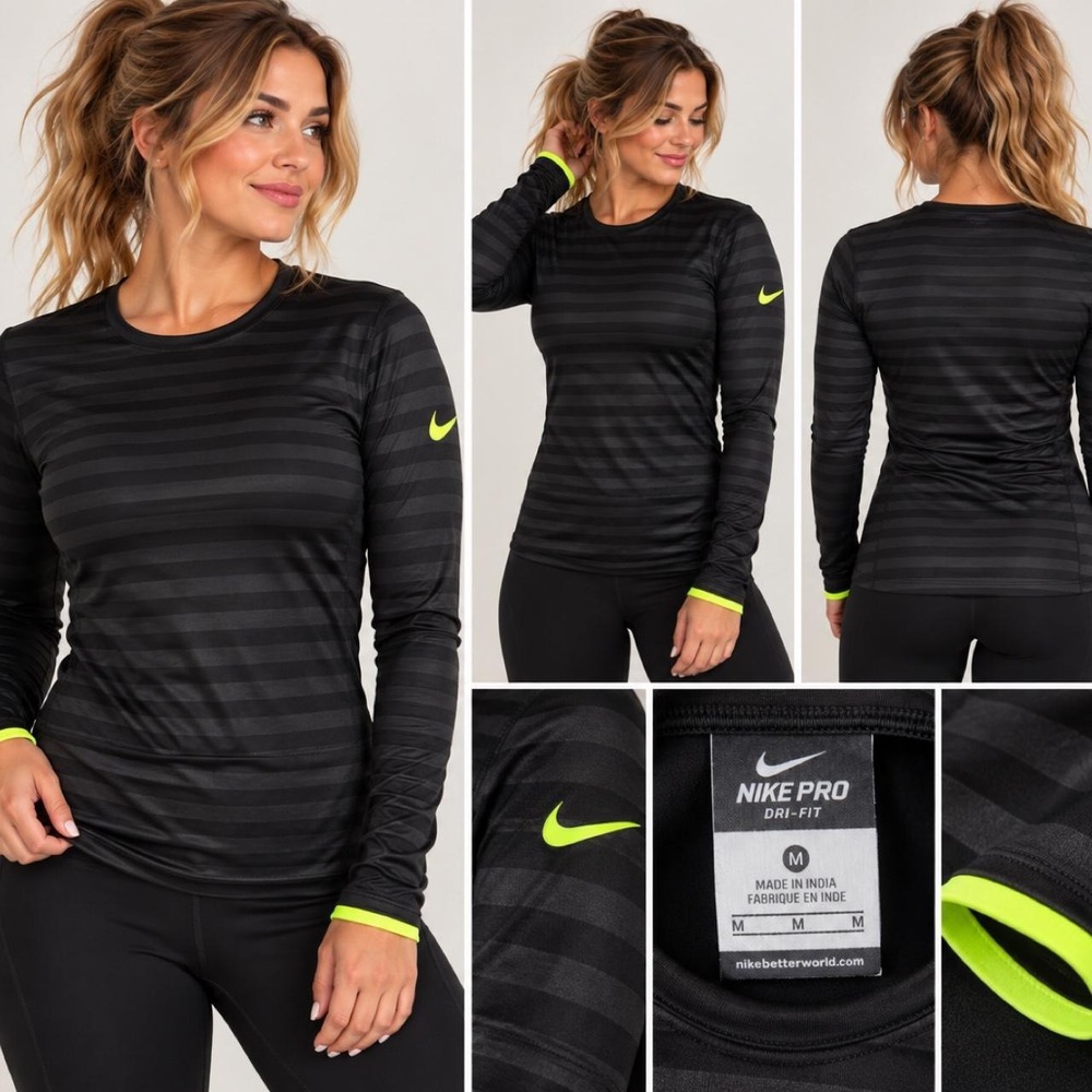 Nike Pro Dri-FIT Black Volt Long Sleeve Athletic Shirt 🥎